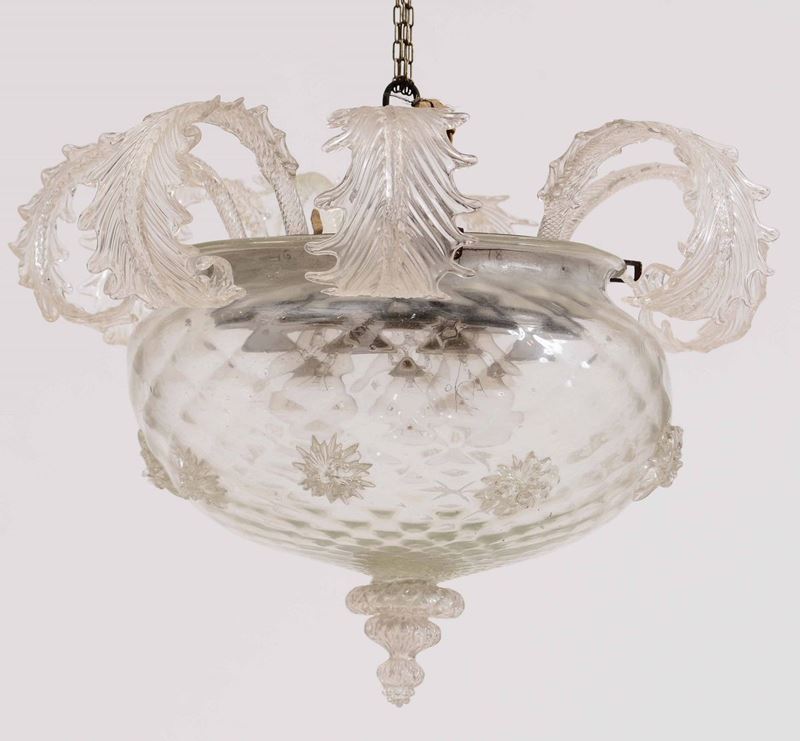 Lampadario in vetro di Murano, XX secolo  - Auction Antiques I - Timed Auction - Cambi Casa d'Aste