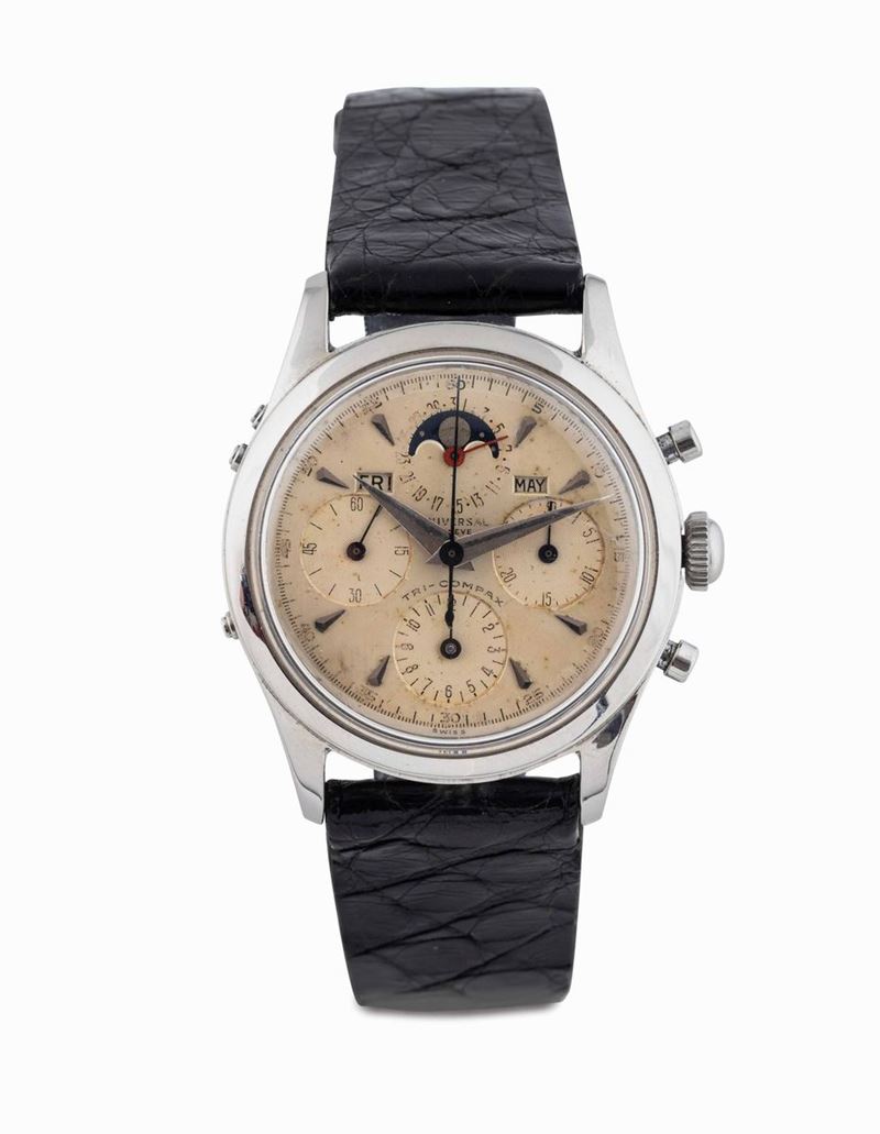 UNIVERSAL GENEVE - Raro Tri Compax ref. 22297-1 Calendario completo, con fasi lunari, circa 1958  - Auction Watches and Pocket Watches - Cambi Casa d'Aste