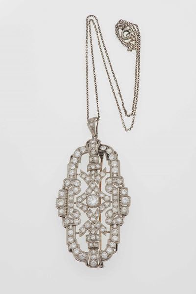 Pendente/spilla con Diamanti di Vecchio Taglio