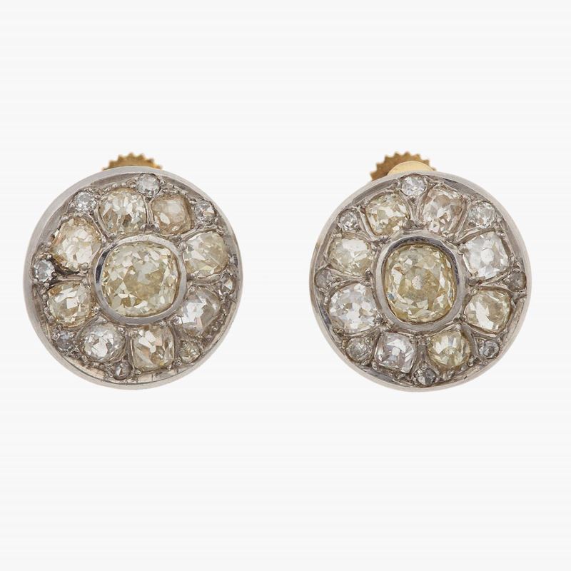 Orecchini con diamanti di vecchio taglio  - Auction Fine Jewels - Cambi Casa d'Aste