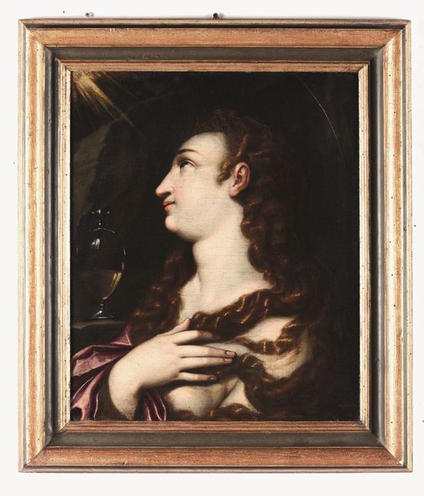 Hendrick Goltzius (Venlo 1558 – Haarlem 1617), ambito di Maddalena in contemplazione