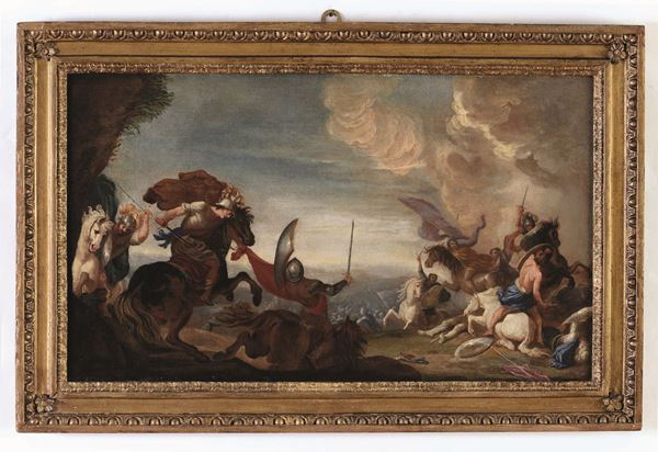 Jan Van Huchtenburg (Haarlem 1647 - Amsterdam 1733) Scontro di cavalleria