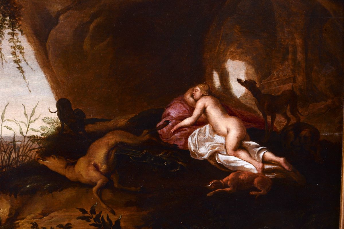 Abraham Van Cuylenborch (utrecht 1620-1658)diana e le Ninfe Presso una Grotta