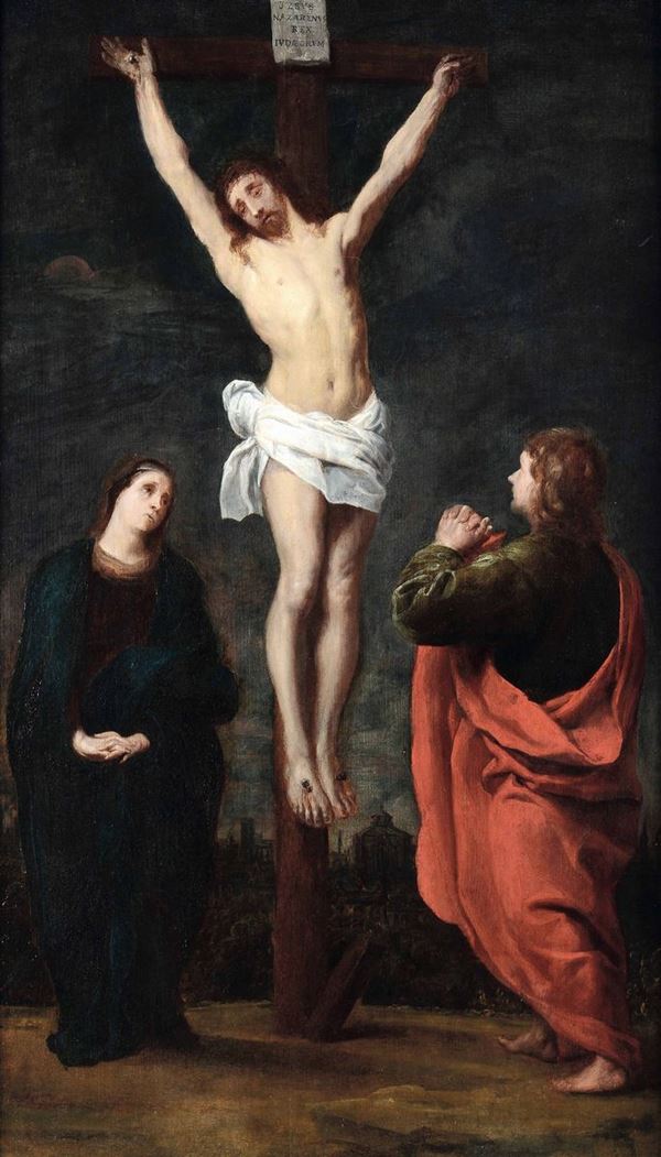 Pieter de Grebber (Haarlem 1600-1652) GesÃ¹ in croce fra la Madonna e S. Giovanni
