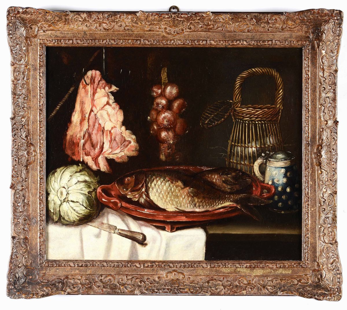 Alexander Adriaenssen (anversa 1587-1661)natura Morta con Pesci, Carni e Verdure