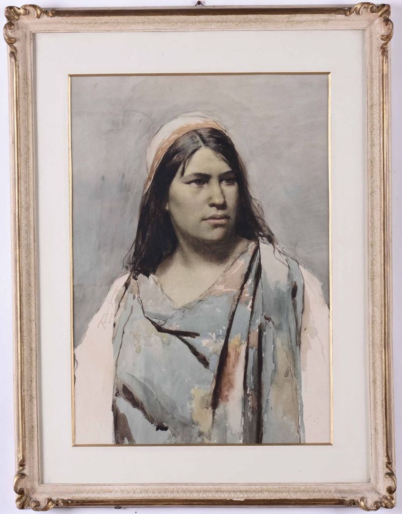 Giuseppe Ferrari : Giuseppe Ferrari (1840/43-1905) Figura femminile, 1881  - Asta Dipinti del XIX-XX Secolo - Asta a Tempo - Cambi Casa d'Aste
