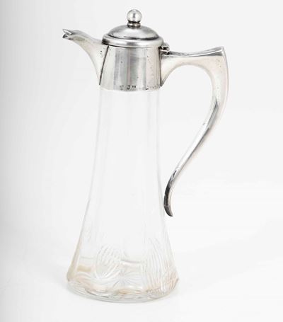 Piccola Caraffa da Rosolio in Cristallo e Argento, Germania (?) XIX-XX Secolo