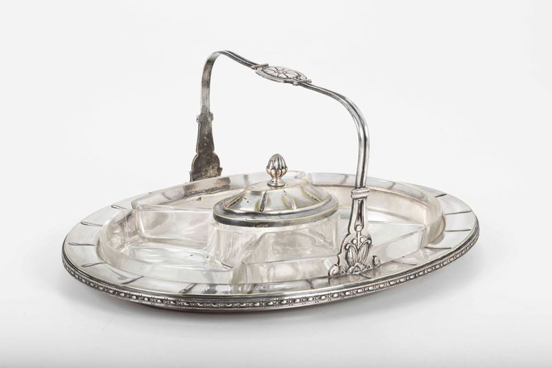 Antipastiera in vetro e metallo, inizio XX secolo  - Auction Silvers - Time Auction - Cambi Casa d'Aste