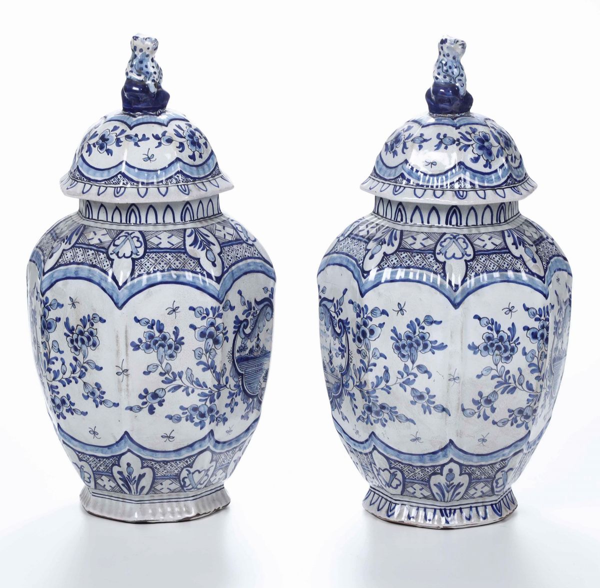 Coppia di Potiches Olanda, Delft, Probabilmente XIX Secolo