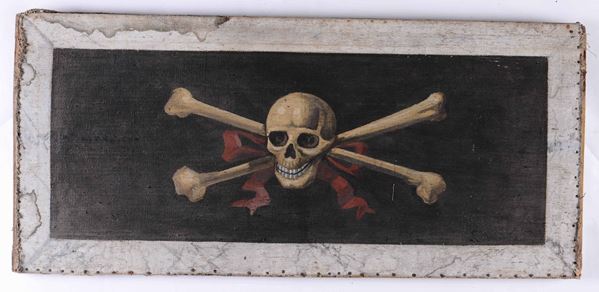 Memento Mori. Coppia di pannelli dipinti olio su tela. Scuola del XVII-XVIII secolo