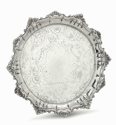 Alzata in Argento Fuso, Sbalzato e Cesellato. Dublino XVIII Secolo, Marchio Dell'argentiere Jw (n...