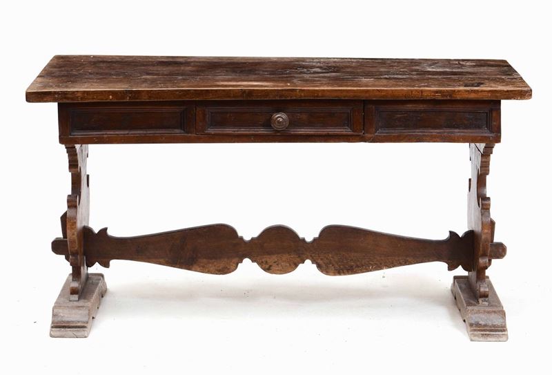 Tavolo in legno ad un cassetto, Toscana XVIII secolo  - Asta Antiquariato I - Asta a Tempo - Cambi Casa d'Aste