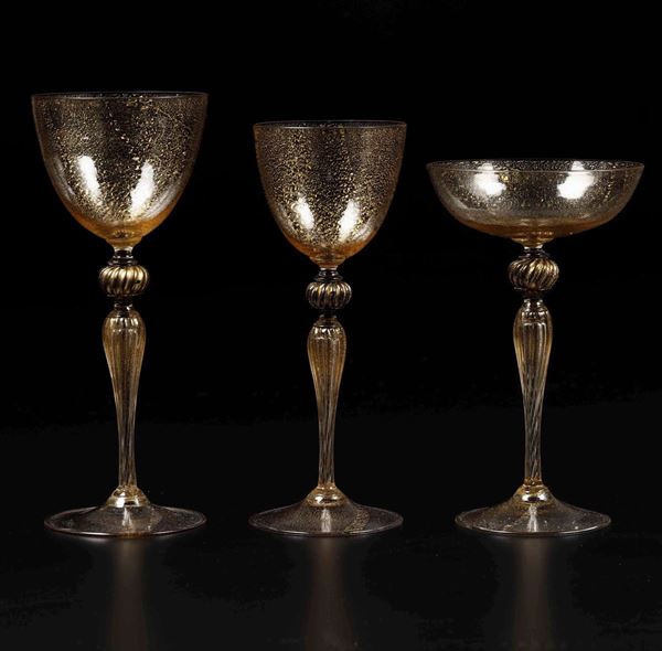 Servizio di bicchieri Venezia, probabilmente Venini, prima metà del XX secolo