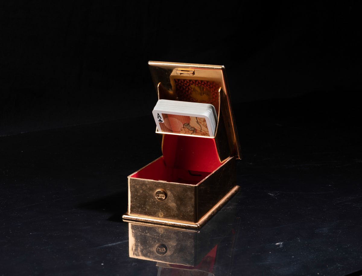 Scatola da Gioco. Bronzo Dorato e Metallo. XX Secolo