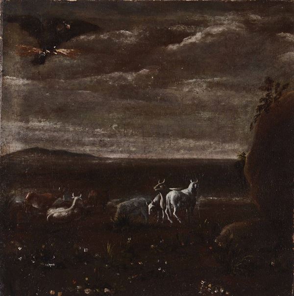 Scuola del XVIII secolo Paesaggio con mucche
