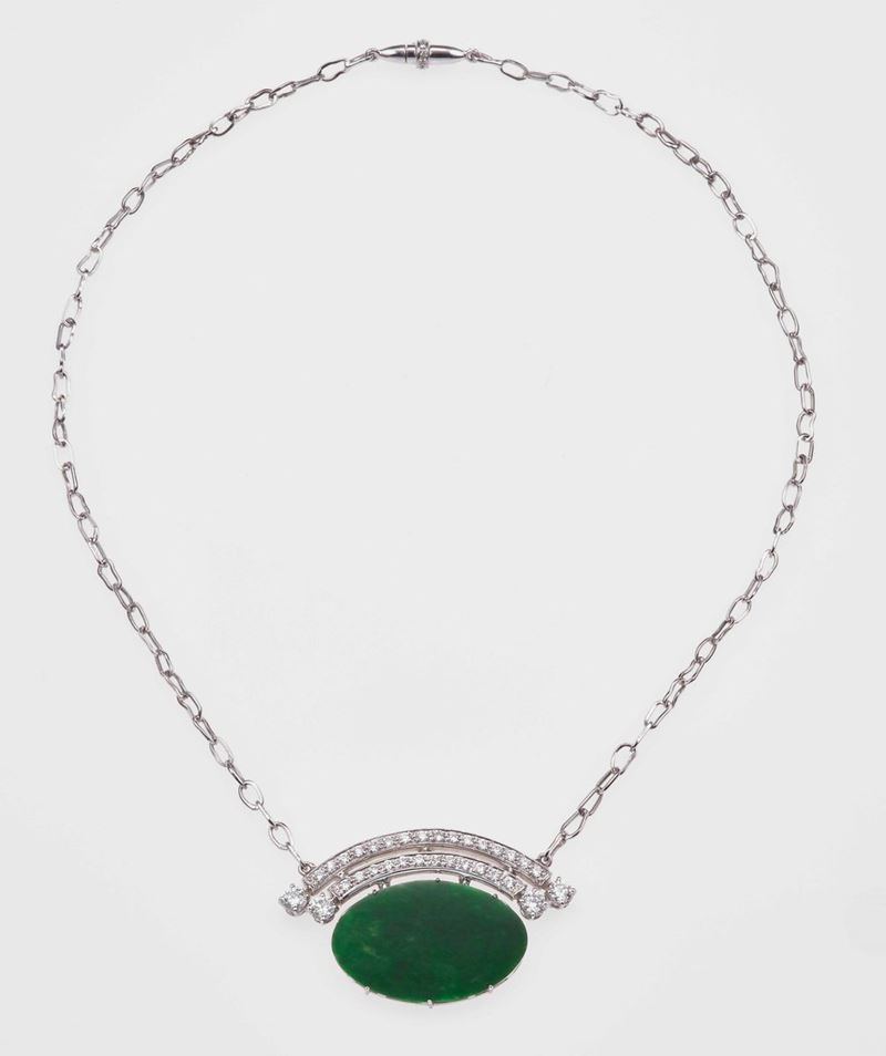 Collana con giadeite e diamanti  - Auction Jewels - Time Auction - Cambi Casa d'Aste