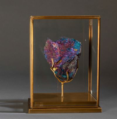 Calcopirite Iridescente su Base in Ottone
