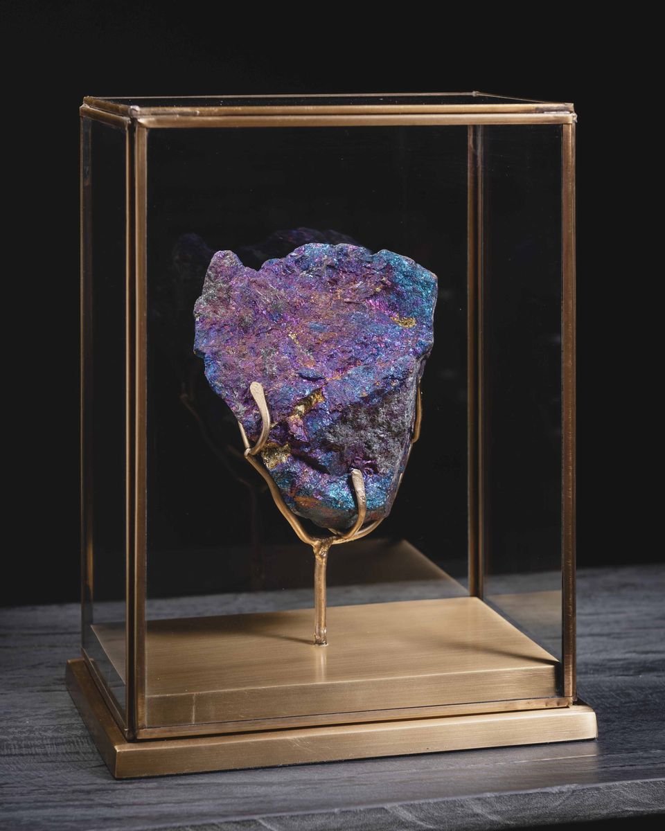 Calcopirite Iridescente su Base in Ottone