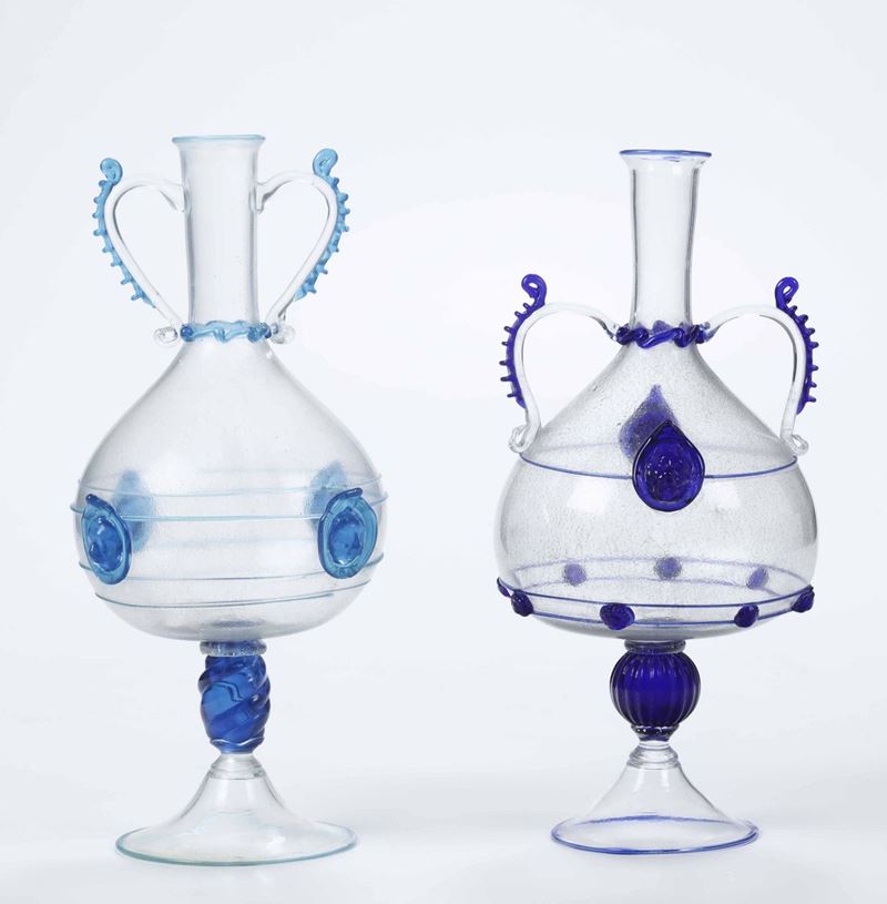 Due bottiglie in vetro di Murano, XX secolo  - Auction Antiques III - Timed Auction - Cambi Casa d'Aste