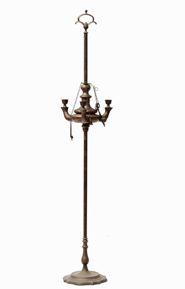 Lampada fiorentina in ottone, inizi XIX secolo  - Asta Antiquariato II - Asta a Tempo - Cambi Casa d'Aste