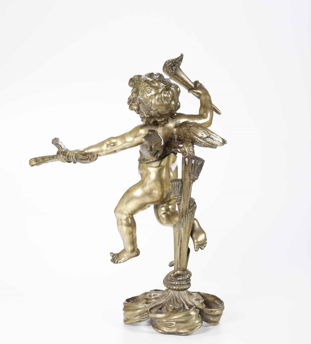 Eros in Bronzo Dorato. Fonditore del XIX-XX Secolo