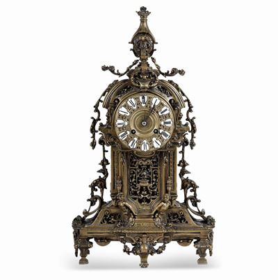 Pendola da Tavolo con Cassa in Bronzo Dorato, XIX-XX Secolo