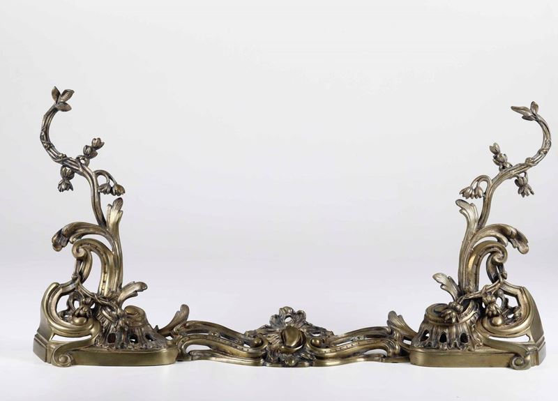 Coppia di alari in bronzo dorato, XIX-XX secolo  - Asta Scultura e Oggetti d'Arte - Asta a Tempo - Cambi Casa d'Aste