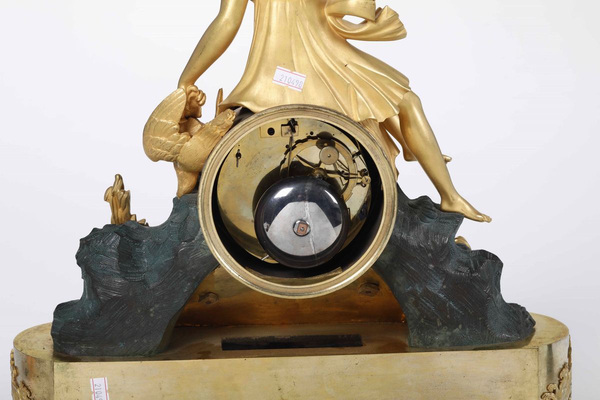 Pendola da Tavolo in Bronzo Dorato, Francia XIX Secolo