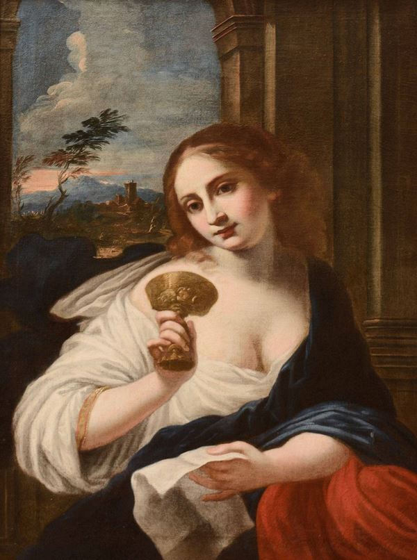 Scuola emiliana del XVIII secolo Figura femminile con calice