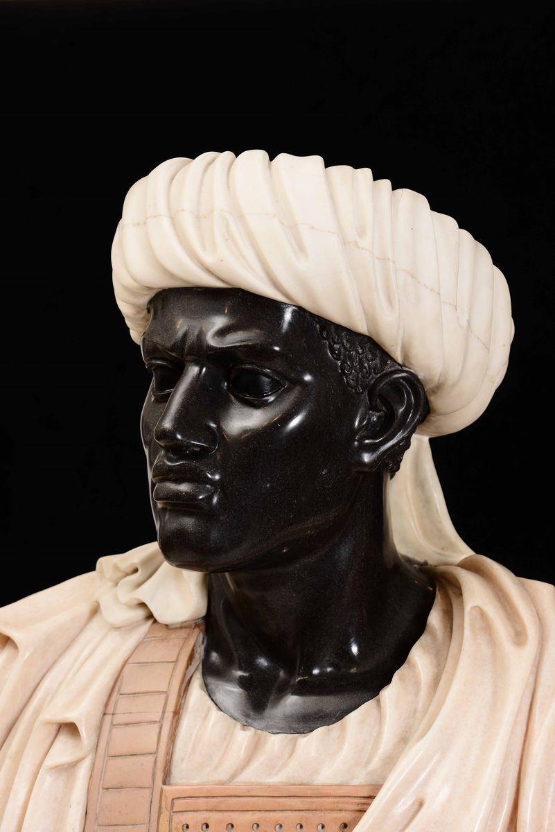 Busto di Moro in Marmi Vari. Scultore del XX-XXI Secolo