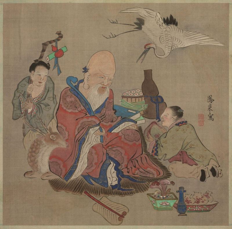 Dipinto su seta raffigurante Zhong-li Chuan, Cina, Dinastia Qing, XIX secolo  - Auction Antiques - Time Auction - Cambi Casa d'Aste