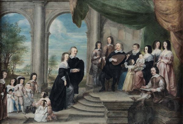 Philip Fruytiers (Anversa 1627-1666) Ritratto di famiglia