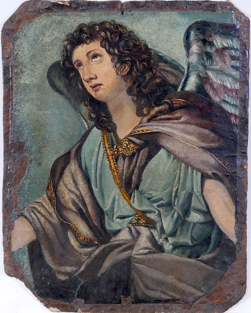 Scuola del XVIII secolo Arcangelo Gabriele  - olio su cartoncino - Asta Dipinti Antichi - Cambi Casa d'Aste