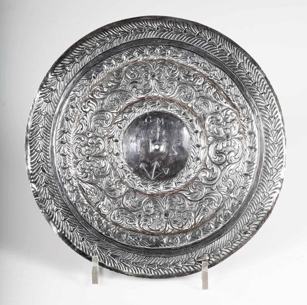 Formella circolare in argento sbalzato, XIX secolo