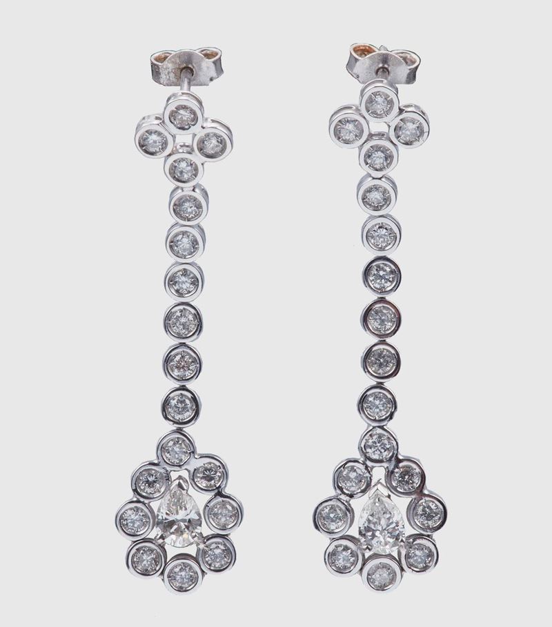Orecchini pendenti con diamanti  - Auction Jewels - Time Auction - Cambi Casa d'Aste