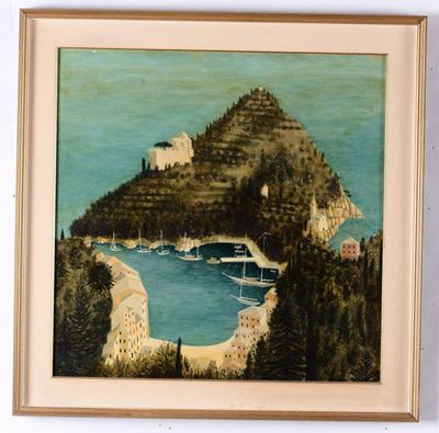 Dipinto Olio su Tavola Raffigurante Portofino