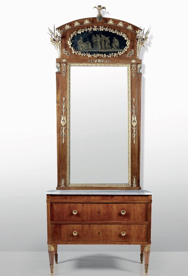 Coppia di importanti cassettoni con specchiere, Toscana, inizi del XIX secolo