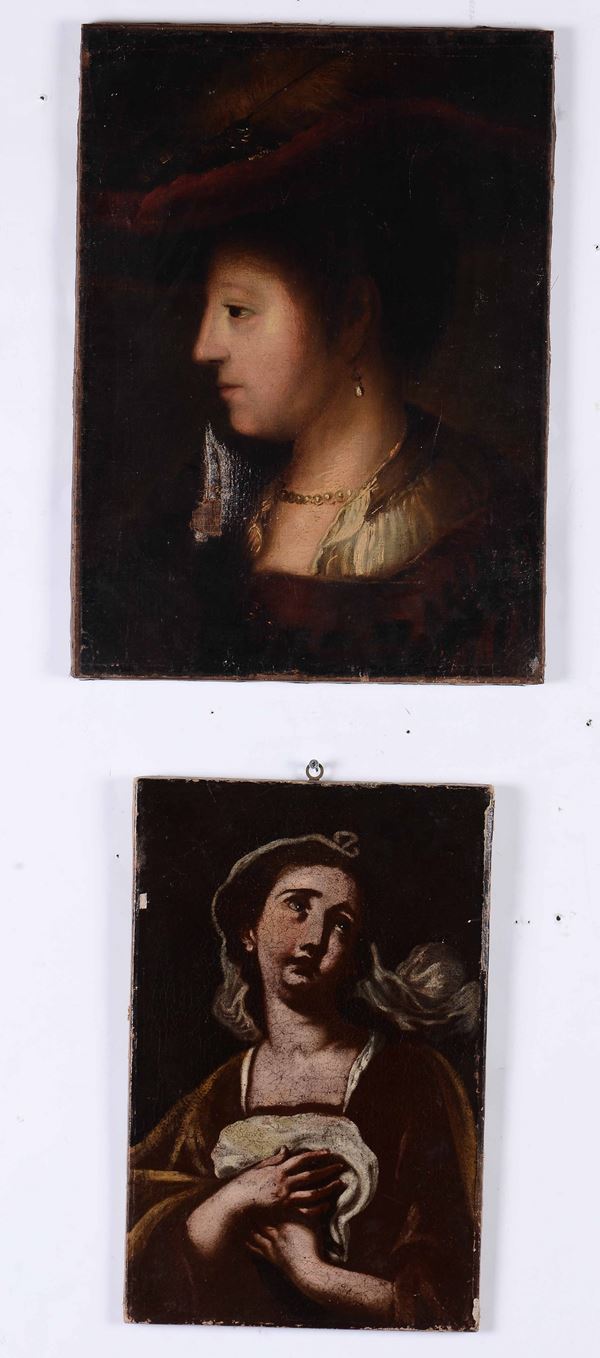 Due ritratti ad olio su tela, XVIII-XIX secolo