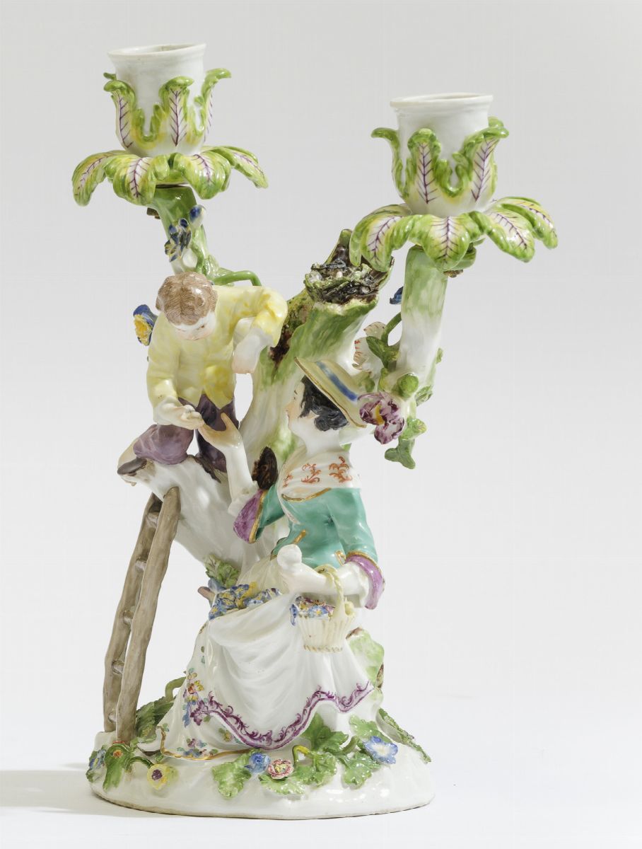 Candelabro da Tavola “il Ladro di Uova” Meissen, Metà del XVIII Secolo Modello di J.j.kaendler, 1...