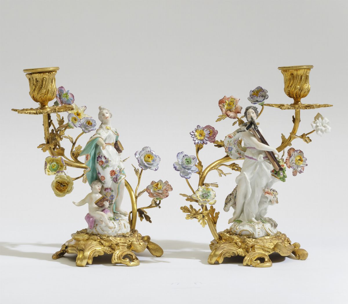 Coppia di Candelabri da Tavola Meissen, 1760 Circa (figurine)