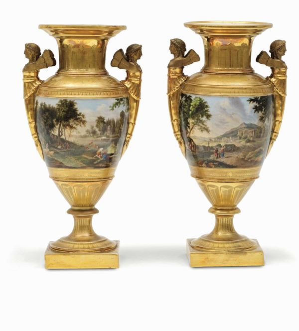 Coppia di grandi vasi Parigi, inizio del XIX secolo
