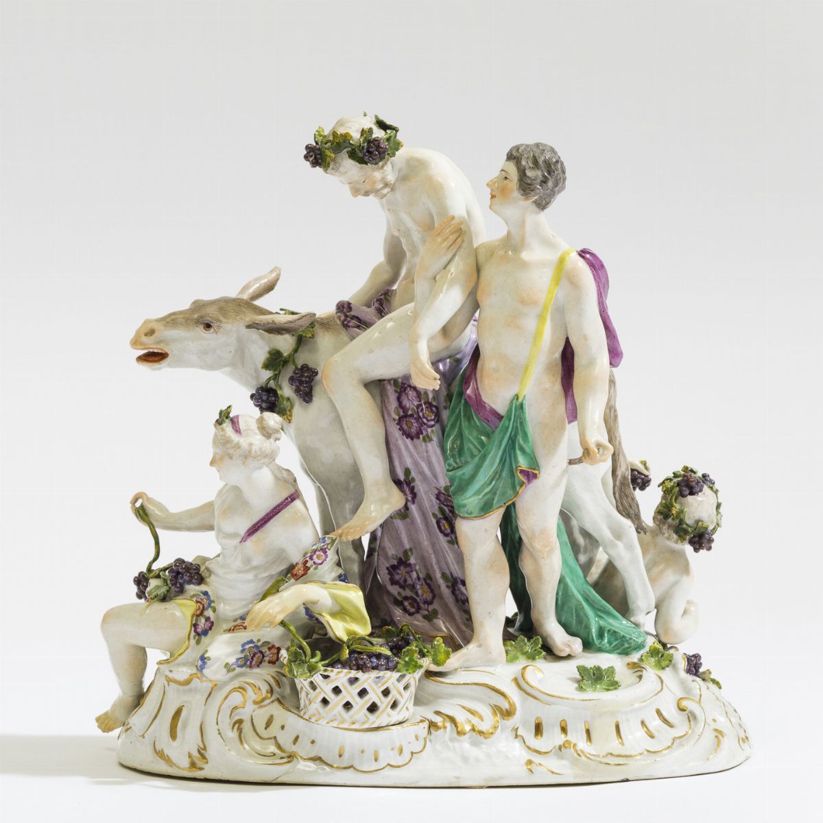 Gruppo con Sileno Meissen, 1763-1774 Probabile Modello di Friedrich Elias Meyer (1723-1785)