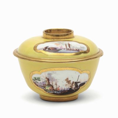 Raro Contenitore con Coperchio Meissen, Verso il 1730 Probabile Pittura di Christian Friedrich He...