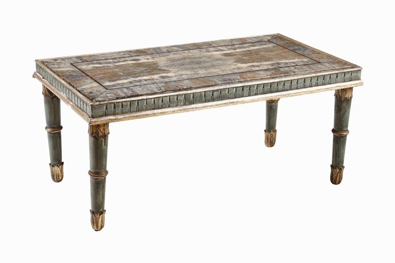 Tavolino con struttura in legno dipinto e piano in marmo, XIX-XX secolo  - Auction Important Sculptures, Furnitures and Works of Art - Cambi Casa d'Aste