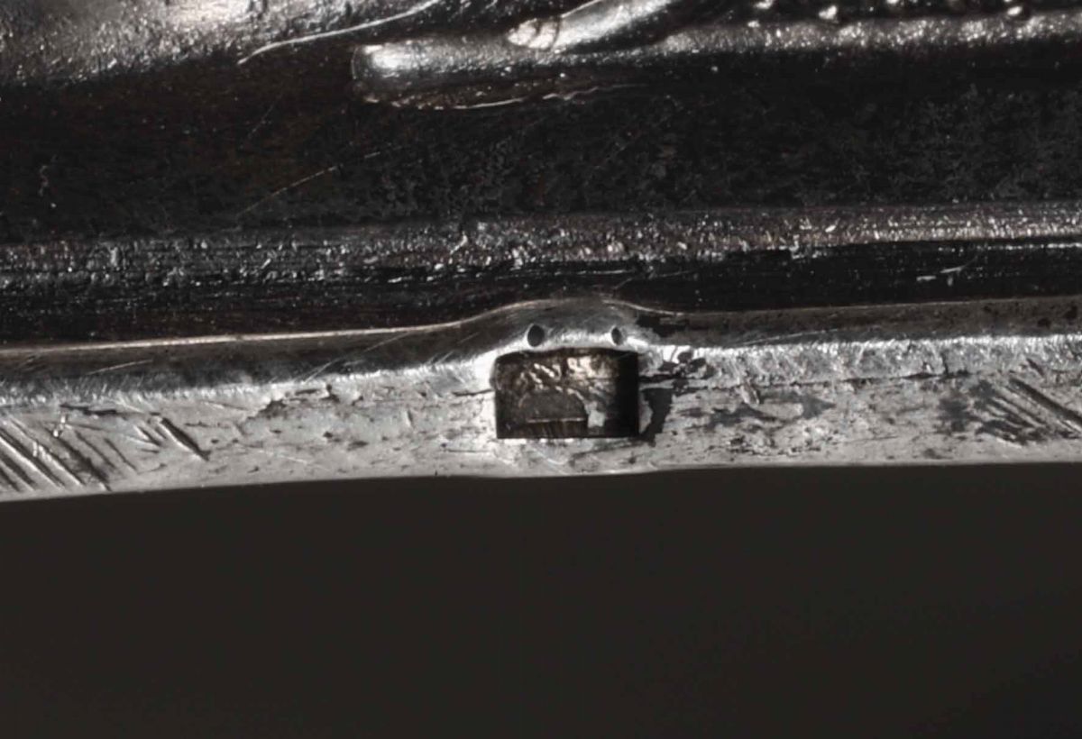 Croce in Argento Fuso e Cesellato e Cristallo di Rocca Molato e Cabochon. Oreficeria Neogotica. G...