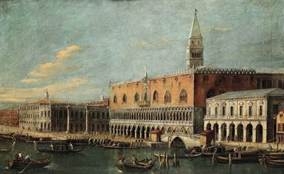 Luca Carlevarijs (udine 1663 - Venezia 1730), Attribuito Aveduta di Venezia con Palazzo Ducale