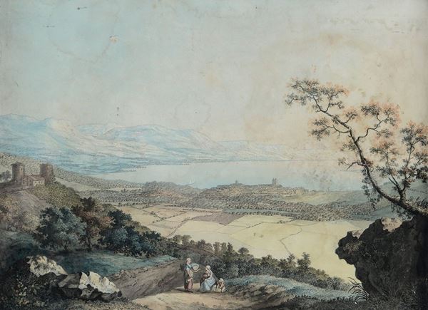 Scuola del XIX secolo Paesaggi con figure