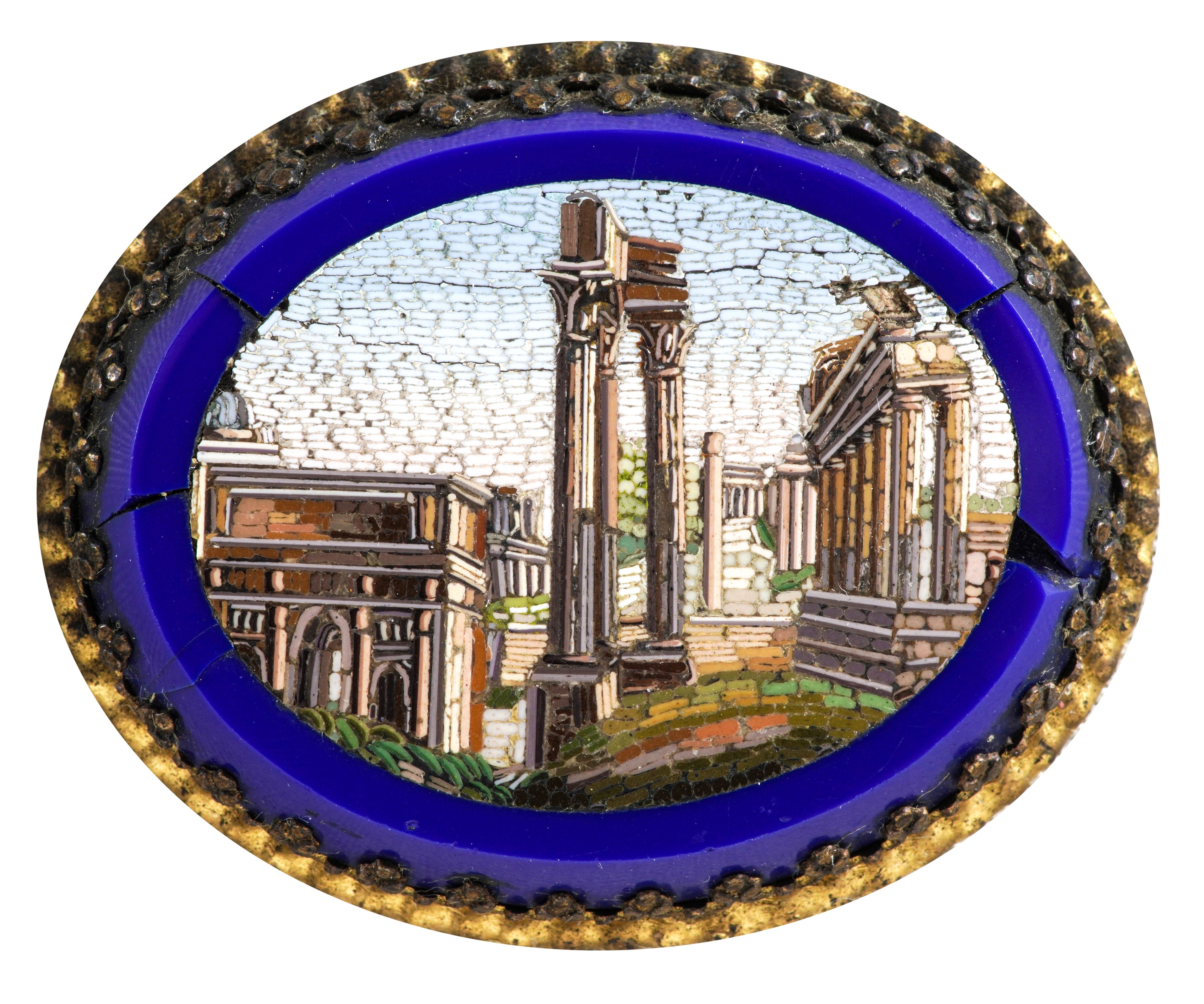 Quattro Micromosaici Raffiguranti Rovine Romane. XIX-XX Secolo