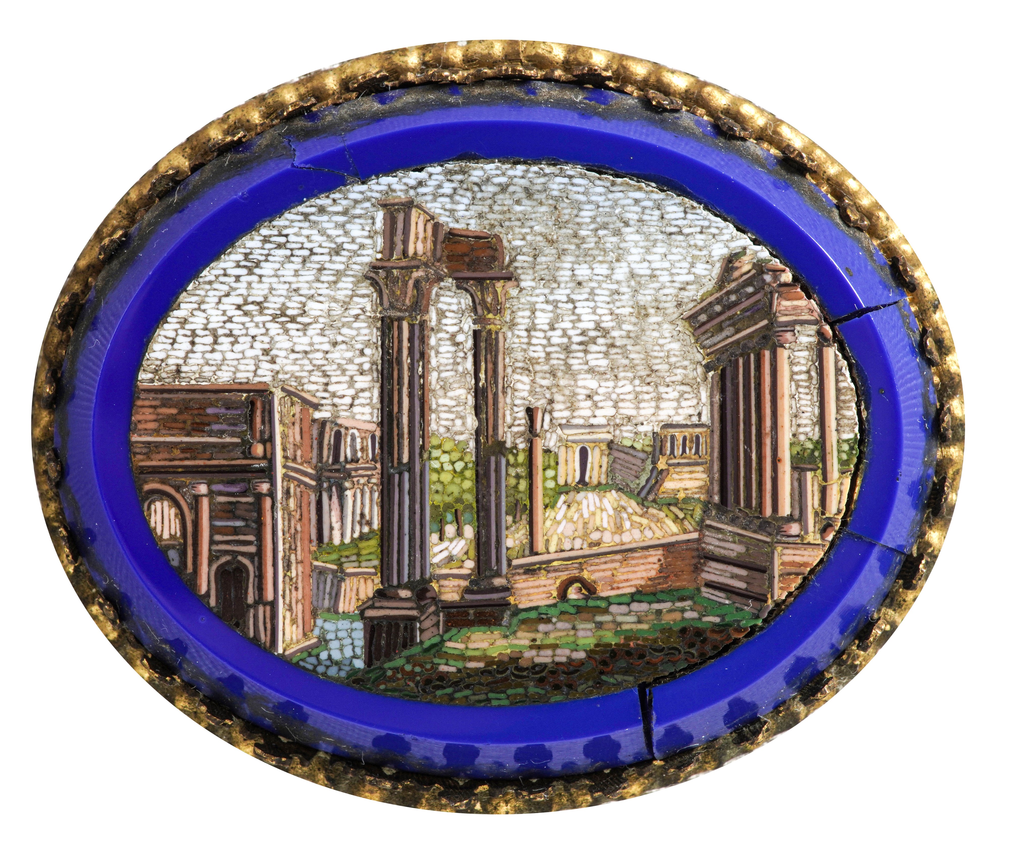 Quattro Micromosaici Raffiguranti Rovine Romane. XIX-XX Secolo