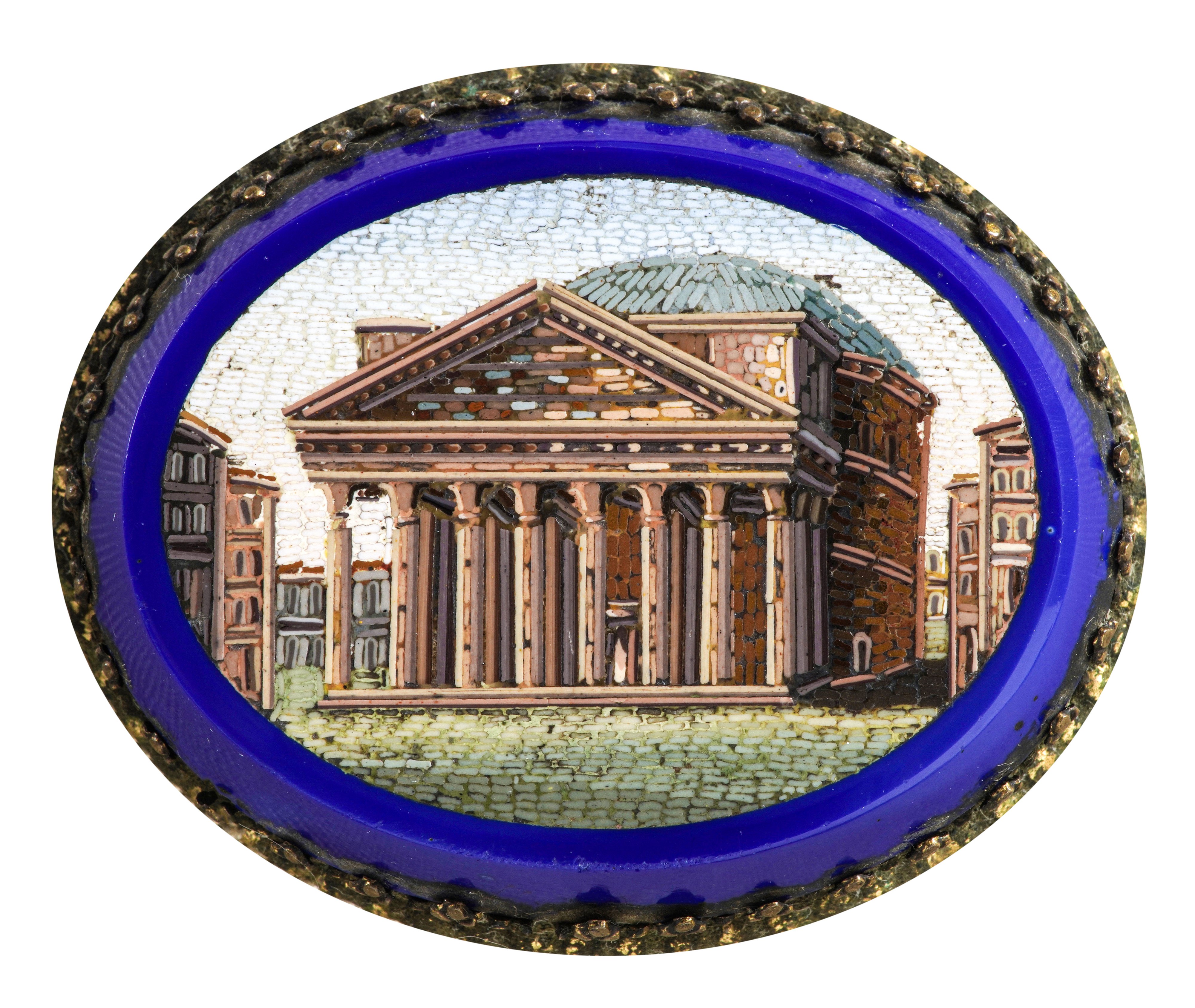 Quattro Micromosaici Raffiguranti Rovine Romane. XIX-XX Secolo